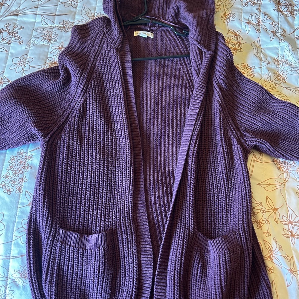 Aeropostale Women's Deep Purple Hooded Cardigan